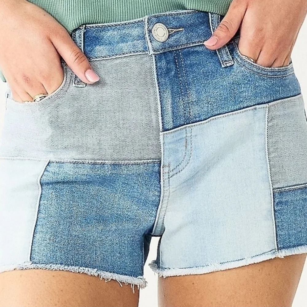 So womens jrs high rise shortie shorts jean denim sz 9 / 29 nwt - Picture 2 of 5